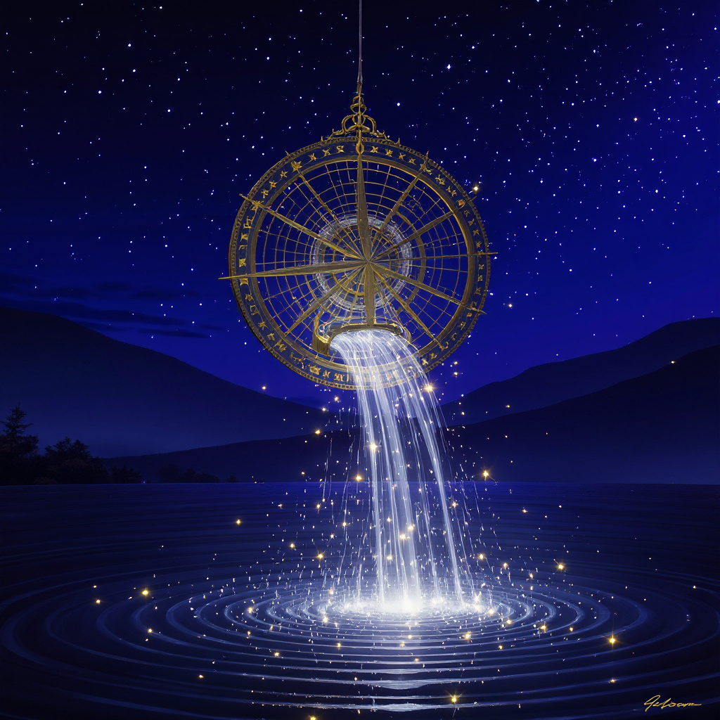 An artistic image of the Aquarius water-bearer pouring out old water to make way for new, for the Aquarius September horoscope.