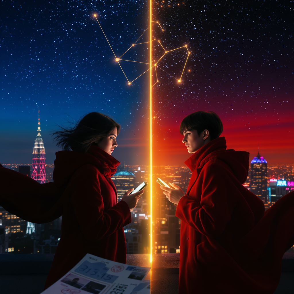 An artistic view of a constellation representing an Aries long distance relationship.
